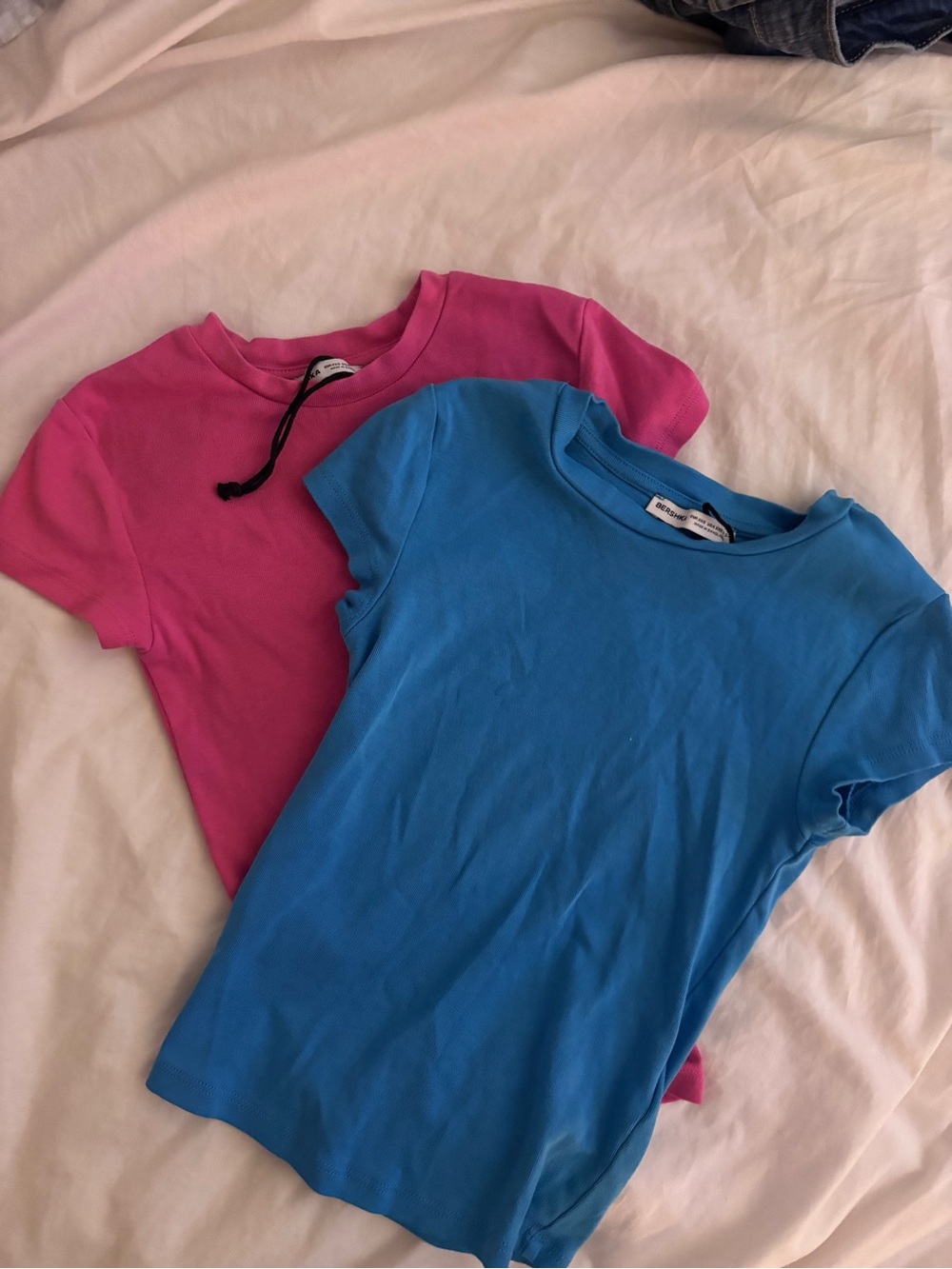 BUNDLE Bershka Short Sleeve Crew Tees in Blue & Pink